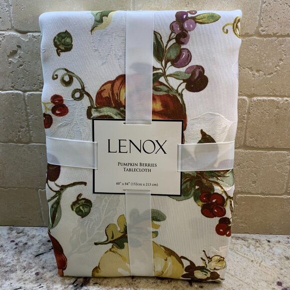 Lenox Pumpkin Berries Fall Thanksgiving 60"x84" tablecloth NWT - Picture 1 of 8